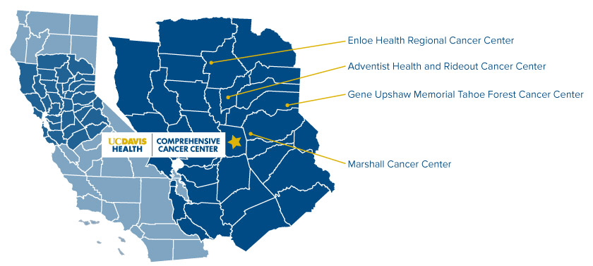 California map with Cancer Care Network locations
