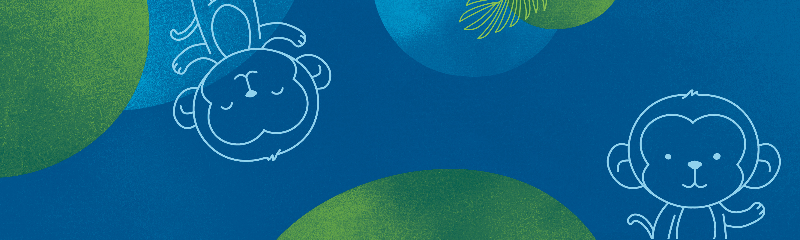 blue background with monkeys