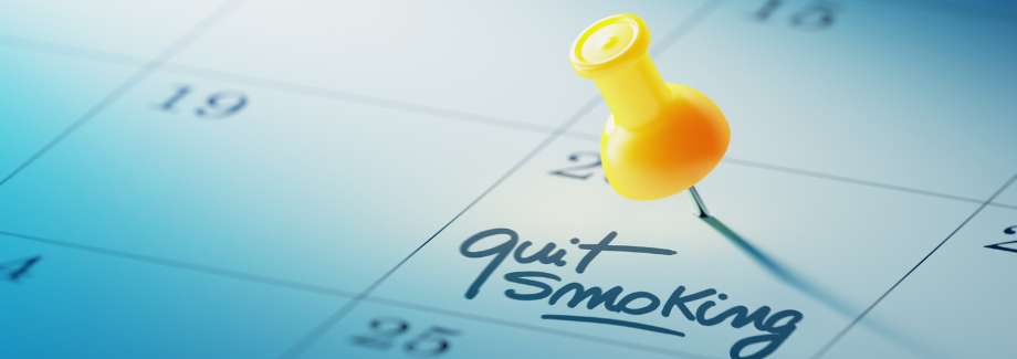 A calendar with a day marked in writing as "quit smoking."