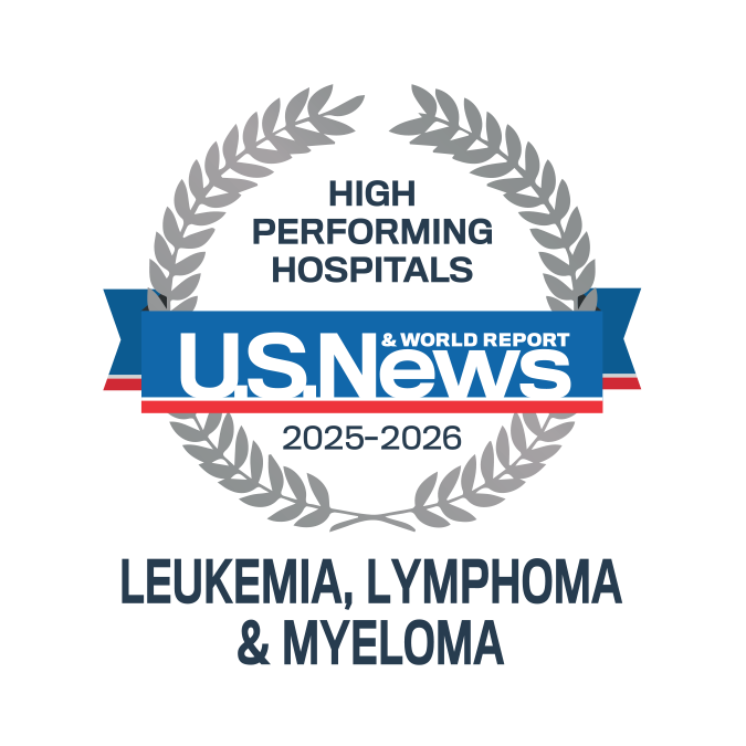 U.S. News badge: High performing in leukemia, lymphoma & myeloma treatment