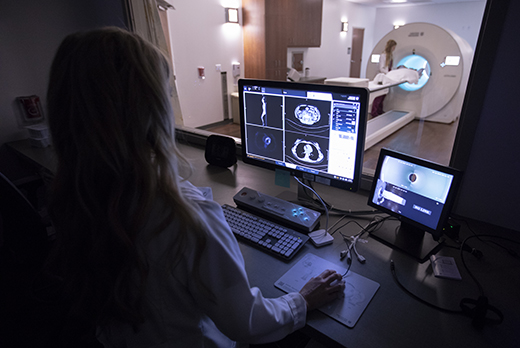 Patient receiving radiation therapy treatment for cancer