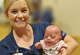 NICU nurse Haley Nagle with patient Juniper Crawford 