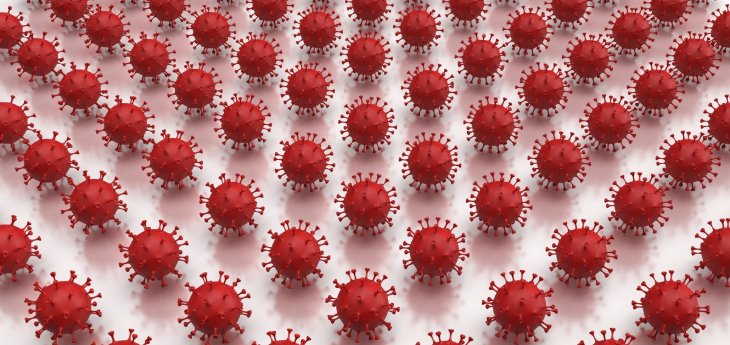 Rows of red virus balls