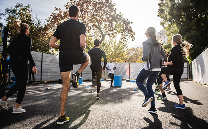 people in a group fitness class