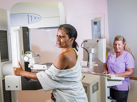 woman getting a mammogram