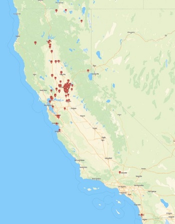 locations on map