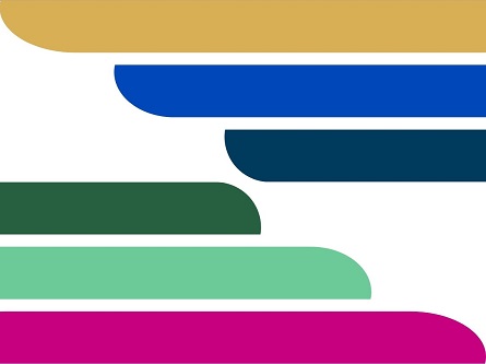 blue, pink, green bars