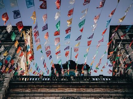 multicolored flags