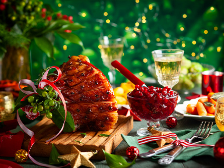 Holiday ham feast spread