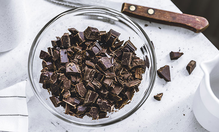 bowl of dark chocolate