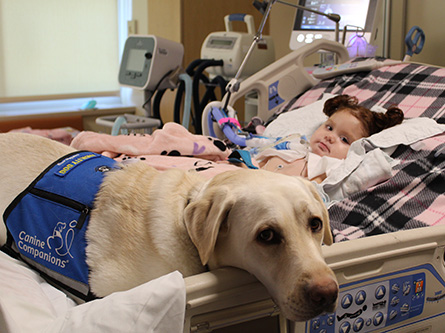 Alaina with facility dog Daniels