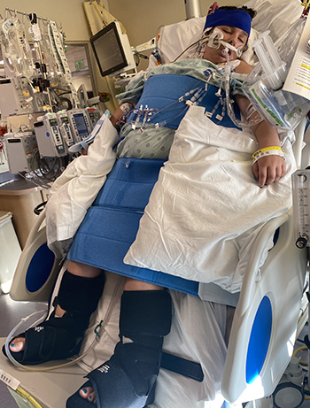 A tilt bed took the pressure off of Callie’s lungs while she was on ECMO.