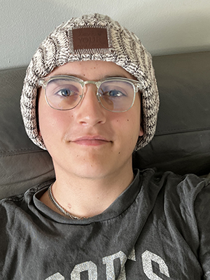 Pedro in his glasses.