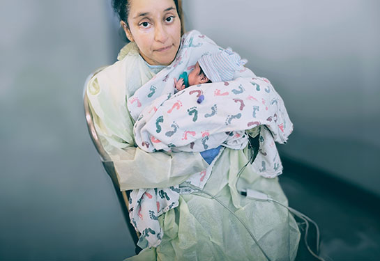 Patient in hospital bed