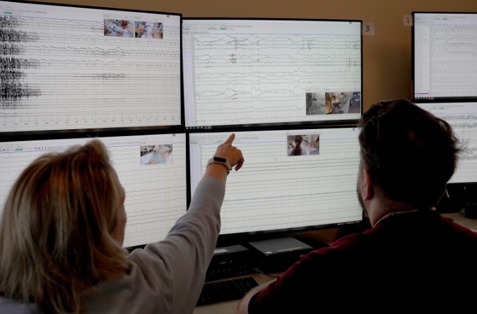 Neurodiagnostics Team reviewing intracranial monitoring