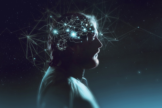 Man with neurons surrounding head