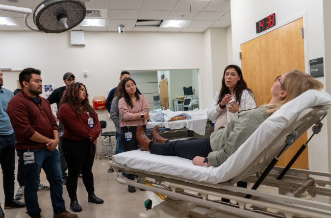 students observing a stroke demo
