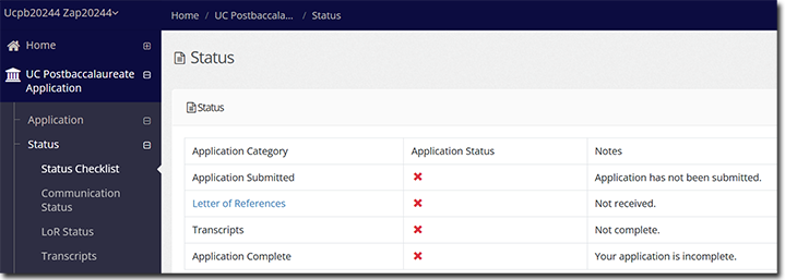 Status screenshot