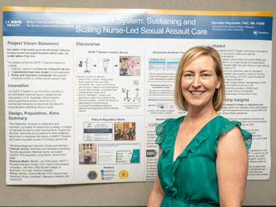 Sheridan Miyamoto presented the results of her fellowship project at Convocation 2023. (c) UC Regents. All rights reserved.