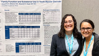 General psychiatry resident Jacqueline Williams, M.D., with Dr. Singh, presenting poster