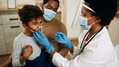 stock image of young boy receiving treatment